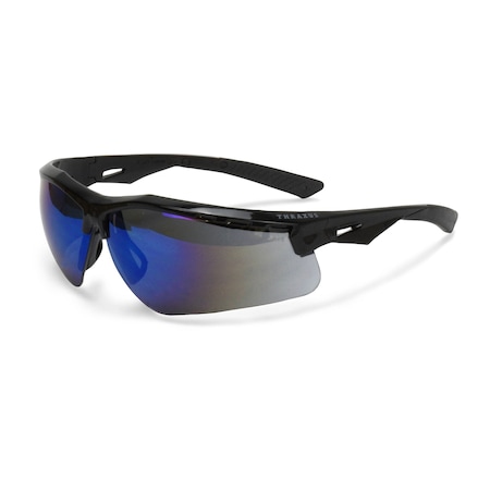 Radians Thraxus, Safety Glasses, Anti-Scratch, Blue Mirror Lens, Black Frame, Half-Frame TXC1-70ID